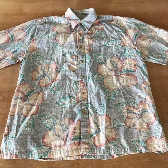Cooke Street Hawaiian Shirt Men XL Green Floral Button Up Pocket Short Sleeve - Picture 1 of 12